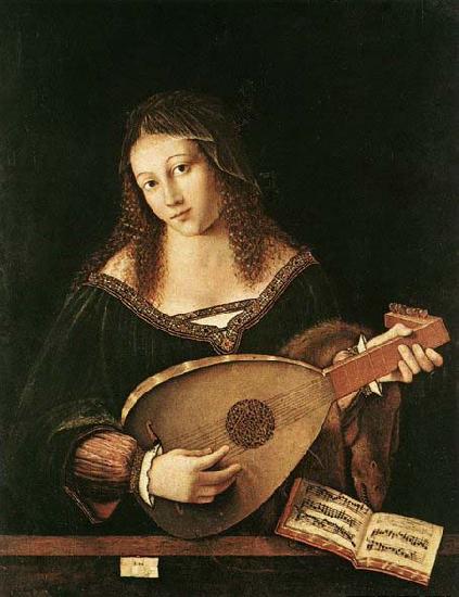 BARTOLOMEO VENETO Woman Playing a Lute oil painting image